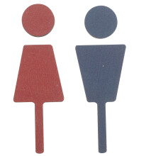 Zestaw drewnianych znaków toaletowych – 2 szt., 8,5 x 4 cm