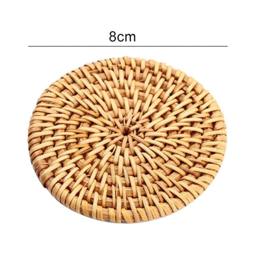 Conjunto de porta-copos de rattan artesanal resistente ao calor, de 8 a 16 cm (3,1 a 6,3 polegadas). 1