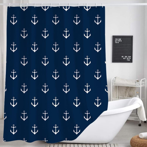 Κουρτίνα ντους Nautical Anchor 72x75in Navy