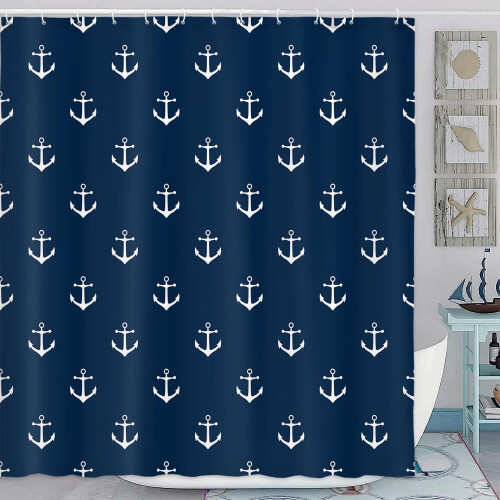 Nautical Anchor Shower Curtain 72x84 in Polyester 1