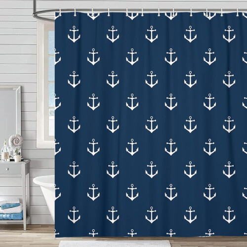 Nautical Anchor Shower Curtain 72x84 in Polyester 2