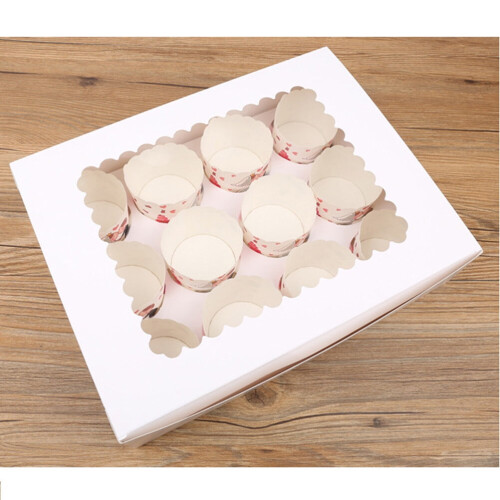 Weiße Cupcake-Box mit 12 Mulden – lebensmittelechter Karton 1