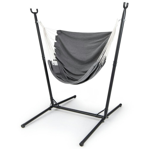 Hammock Chair with Stand, 6-Height Adjustable, Gray