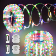 2-pack 22 m 200 LED batteridrivna slingljus, dimbara, 8 lägen