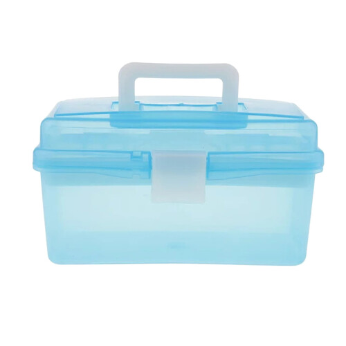 Caja de almacenamiento multiusos con asas y separadores.