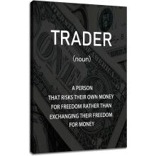 Quadro motivacional em tela com citação "Trader" (30x45cm)
