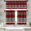 Kitchen Curtains Red Grey Striped Geometric Art 2-Piece Set 1