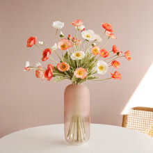 4 Flores Artificiais de Papoula em Seda Sintética 60cm
