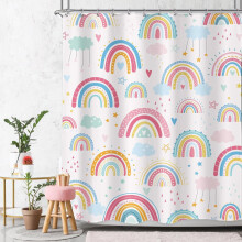 Sprchový závěs Boho s duhou, 72x72 palců, polyester