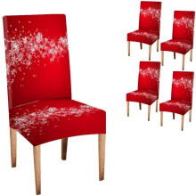 Punainen lumihiutalekuvioinen ruokapöydän tuolinpäällinen, 4 kpl