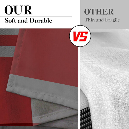 Kitchen Curtains Red Grey Striped Geometric Art 2-Piece Set 2