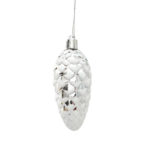 Glitter Pinecone Ornaments Silver 5 Pcs 2