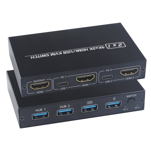AIMOS 2-portars HDMI/USB KVM-switch 4K 1