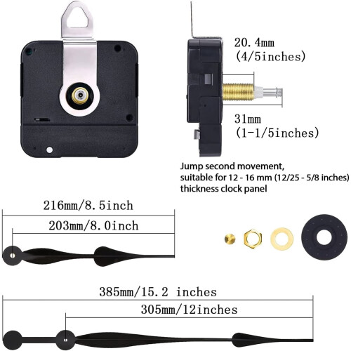 Mecanismo de relógio de quartzo de alto torque com gancho, eixo de 31 mm 1
