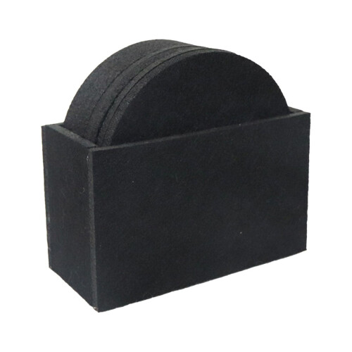 Felt Coasters Set with Holder Black 6-Pack 1