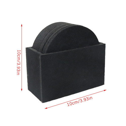 Felt Coasters Set with Holder Black 6-Pack 2
