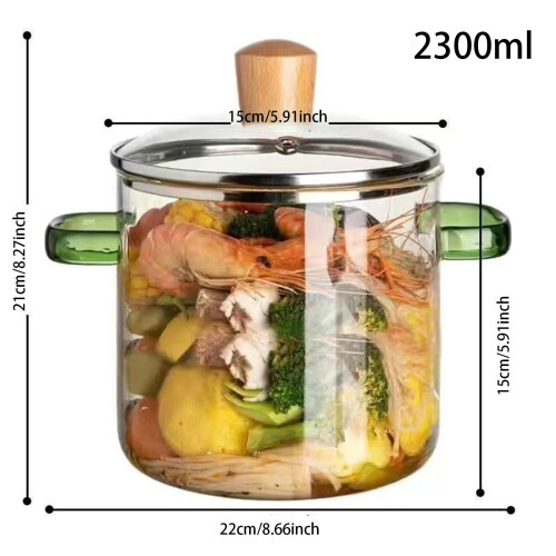 Kochtopf aus Borosilikatglas, 1,6 l oder 2,3 l, mit Deckel 1