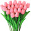 Tulipas artificiais rosa, pacote com 10 unidades, 34 cm (13,5 polegadas) 1
