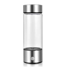 Garrafa de água hidrogenada portátil, copo de vidro recarregável de 425 ml
