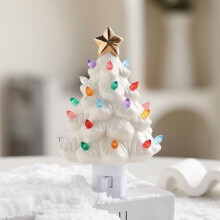 Wall-Mounted Ceramic Christmas Tree with Gold Stars