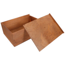 Boîte de rangement vintage en bois avec tiroir, marron clair