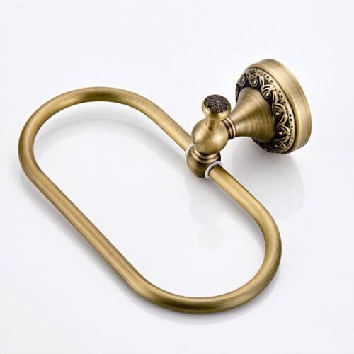 Väggmonterad handduksring i mässing, oval i antik stil 2