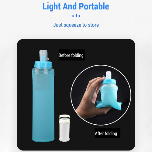Bærbar overlevelsesvandfilterpose – 500 ml, foldbar & 2