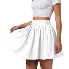 Women's Casual Wide Leg Shorts, High Waist Elastic-White XL