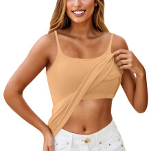 Women's camisole, built-in bra, top, women's-Beige XXL
