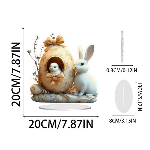 Cute Rabbit & Easter Egg Acrylic Table Signs, 2D Flat Decor for Bedroom, Living Room, Study – Compatible with Easter Themes 2