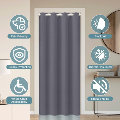 Blackout Door Curtain 52" x 80" Polyester Eyelet 2