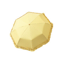Parapluie pliable avec garniture en dentelle, pare-soleil-Jaune