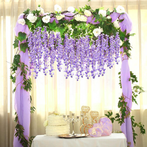 Rami di glicine artificiali color lavanda, 12 pezzi 2