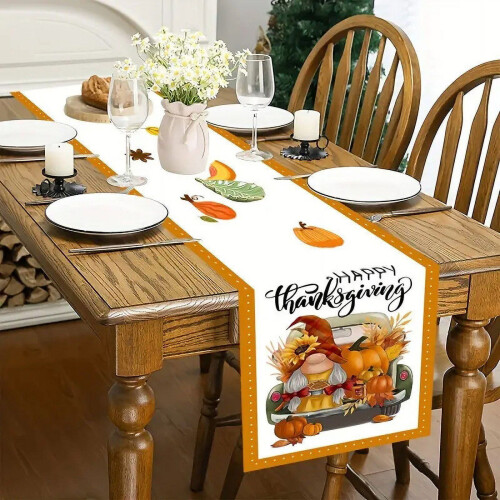 Drapeau de table citrouille de Thanksgiving en lin, très populaire 1