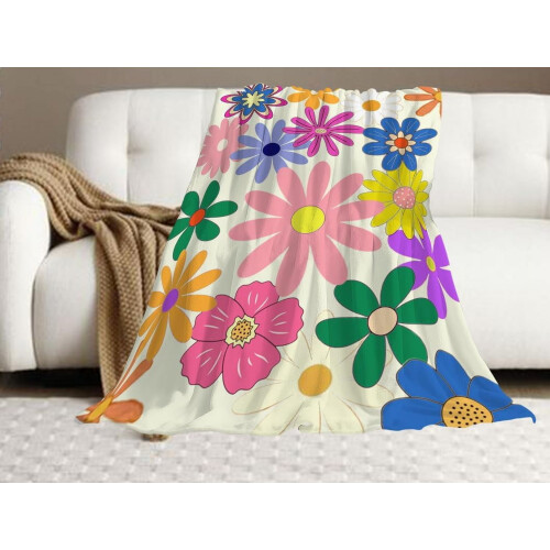 Retro blomsterpledd Boho flanell 122 x 152 cm 2
