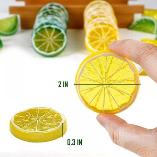 12 kunstige sitronskiver 5 cm plastdekor 1