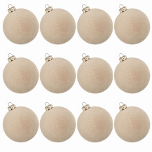 Christmas Ball Ornaments Velvet 2.4-Inch Set of 12 Beige