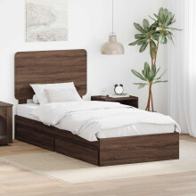 vidaXL Storage Bed with Drawer Brown Oak 75 x 190 cm Engineered Wood