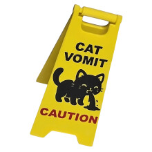 Funny Cats Vomit Caution Sign Humorous Desk Sign Cats Lover-B