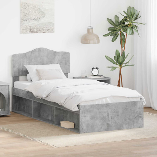 vidaXL Bed Frame Concerte Grey 90 x 190 cm Solid Pine Wood