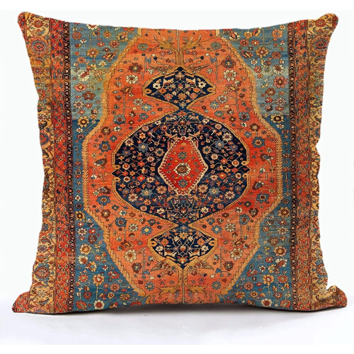 Kussensloop van katoen en linnen, 20x20 inch, boho bloemendesign