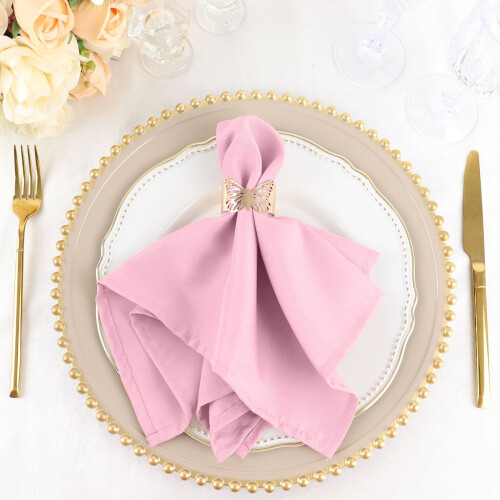100 rosa Polyester-Servietten, 43 cm (17 Zoll)