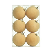 Set van 6 fluwelen kerstballen, 6 cm