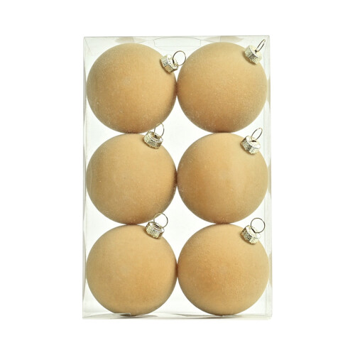 Set van 6 fluwelen kerstballen, 6 cm