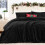 Fluffy Queen Comforter Set Black Faux Fur 3-Pc 1