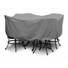 KoverRoos 85251 Weathermax Large Bar Set Cover with umbrella hole- Charcoal - 84 Dia x 40 H in.