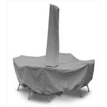 KoverRoos 81251 Weathermax 72 in. Round Dining Set Cover with umbrella hole- Charcoal - 108 Dia x 28 H in.