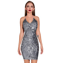 Contemporary Sequins Embellished Latin Skirt For Women-Gray XL