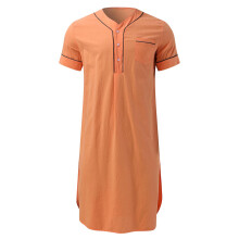 Short Sleeve Islamic Sleepshirt For Men- orange1 XXXL