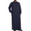 Traditional Cotton Linen Middle Eastern Thobe For-Navy blue L 1